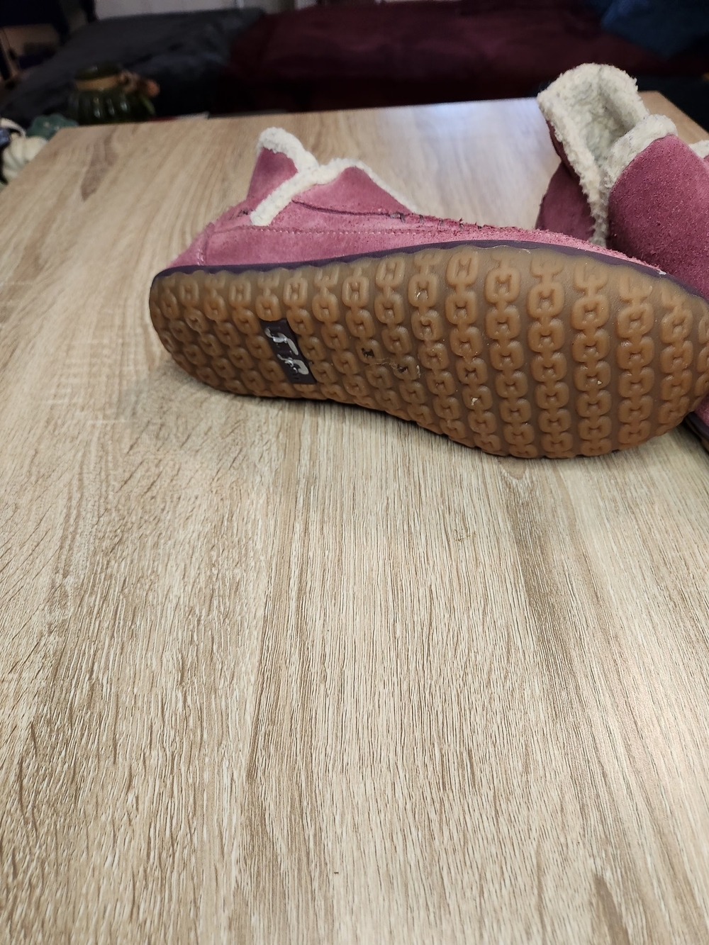 L.L.Bean Pink Suede Shearling Moccasin Boots - Picture 3 of 3